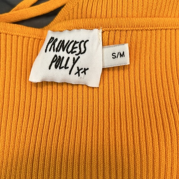 Princess Polly Cropped Ribbed Tank Top Orange Size S/M - Picture 5 of 9